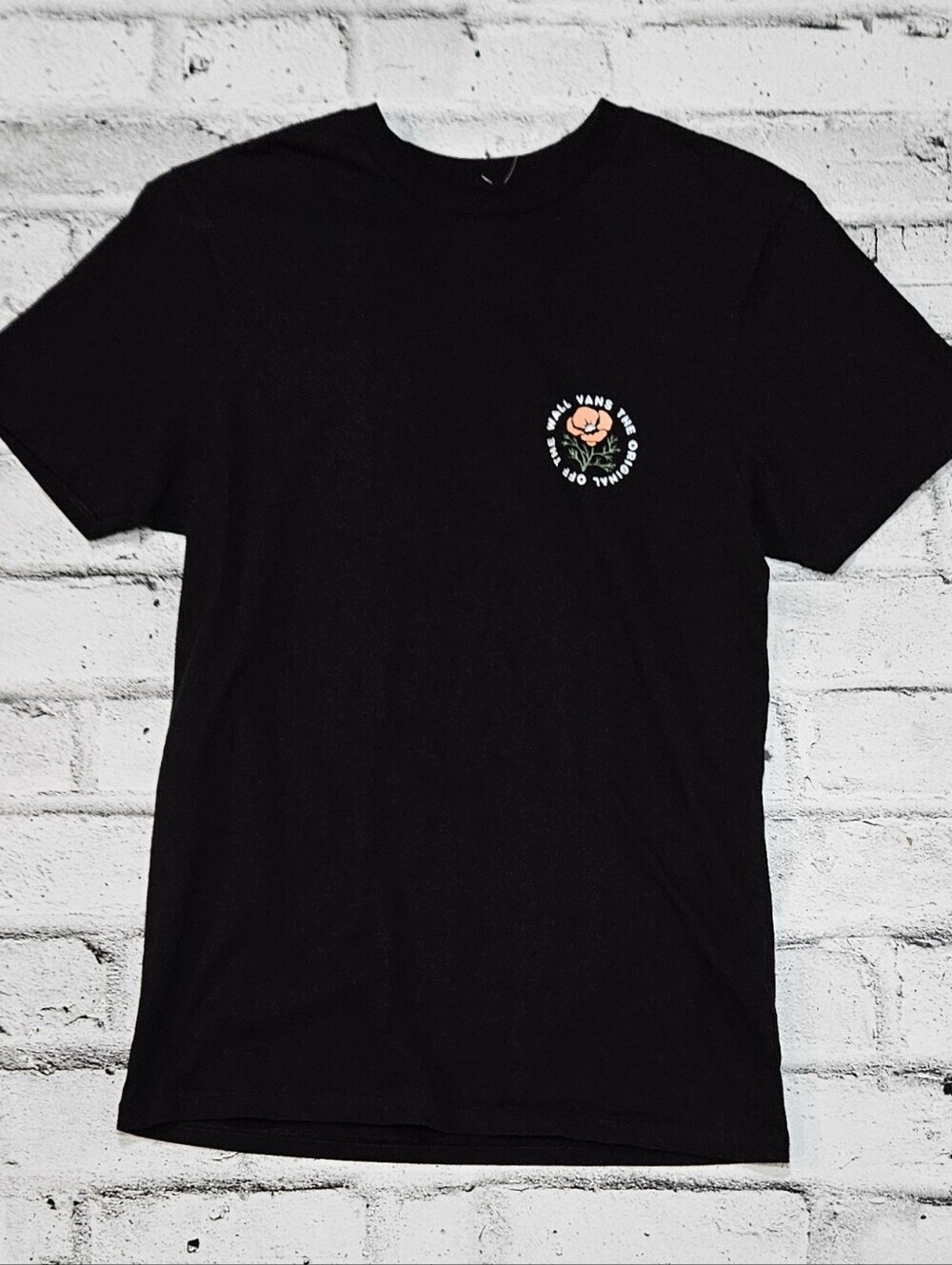 Vans Floral Graphic T Shirt Slim Fit Black Short Sleeve Small